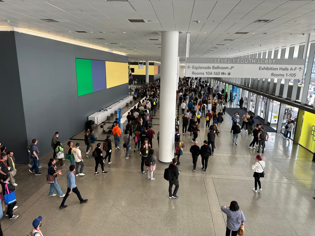The welcome area at Moscone center in downtown San Francisco